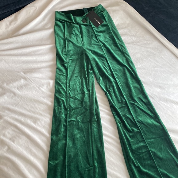 Fashion Nova Felt Wide Leg Emerald Pant Size Small - Picture 6 of 6